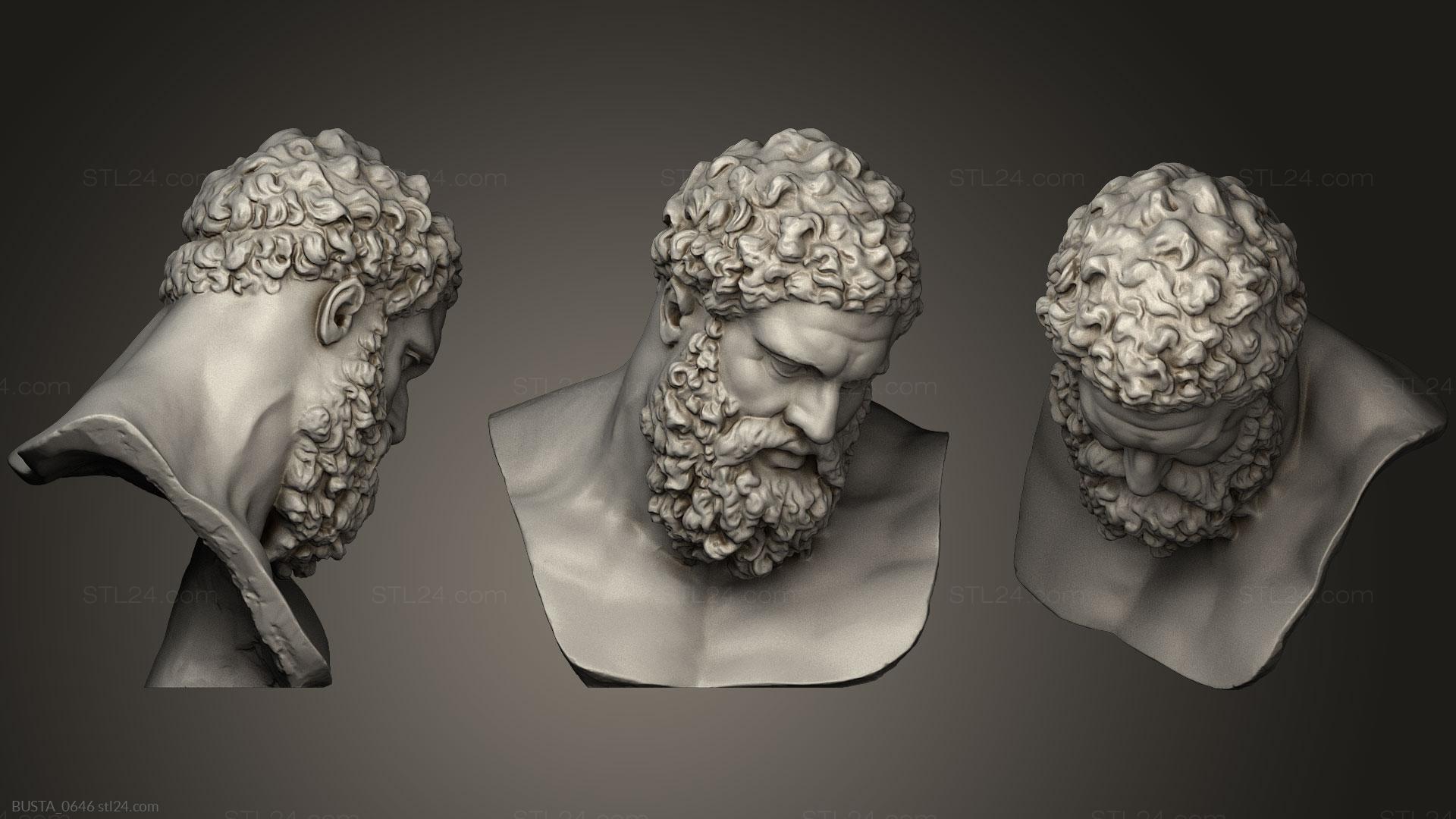 Бюсты и головы античные и исторические (Эрколе Фарнезе, BUSTA_0646) 3D модель для ЧПУ станка